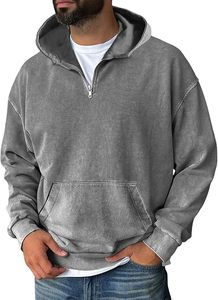 Sudadera con Capucha de Algodón Grueso con Lavado Ácido, que Combina Detalles Vintage Desgastados con la Moda Urbana Moderna - Product Image 4