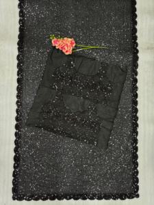 Ropa de fiesta de diseñador exclusiva Georgette de aspecto elegante con trabajo de bordado de secuencia pesada Fabricante de Sari de India - Product Image 6