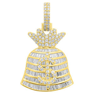 Colgante de bolsa de dinero estilo Hip Hop más Popular, colgante de Plata de Ley 925 con diamante de moissanita redondo y colgante de corte Baguette - Product Image 3