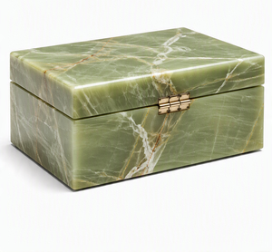 Luxury Green Onyx Handcrafted Polished Eco-Friendly Jewelry Storage <b>Box</b> Plaque Handmade Stone Craft Gift Case for Holiday - Product Image 1