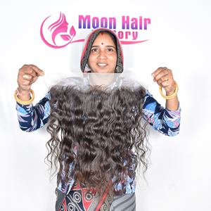 Cheveux humains indiens naturels de qualité export, texture douce, frontal 13*4 ondulé, rebondissant, meilleur prix, spécialité de la fabrication de perruques de salon, tendance - Product Image 1