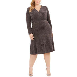 Abito da donna R&M Richards taglie forti, comodo, in maglia glitterata, modello A-Line, colore antracite, taglia 14, con vita naturale - Product Image 1