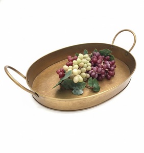 Bandeja de Servir Ovalada Antigua de Cobre Galvanizado Vintage con Asa, Bandeja Decorativa para Decoración de Mesa de Comedor de Cocina - Product Image 5
