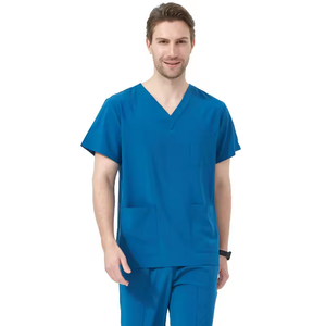 Men's short Sleeve <b>Scrub</b> <b>Set</b> with V-Neck stretchy Fabric - Product Image 4
