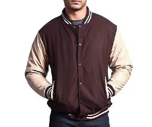 Veste universitaire en peau de vache à col côtelé en laine pour hommes de grande taille vente en gros de veste universitaire Letterman unie vierge - Product Image 1