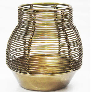 Portavelas metálico con cable dorado, candelabro de mesa pequeño votivo de alambre para decoración del hogar para restaurante, Decoración de mesa de boda - Product Image 4