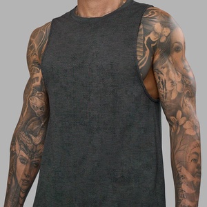 Vintage <b>Men's</b> Sleeveless Tank Tops Muscle Fit <b>Singlets</b> with Drop Armhole Lightweight Stretchy Fabric Plain Cotton - Product Image 3