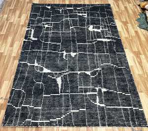 Alfombra de área anudada a mano de lana, alfombra moderna de pila cero esponjosa, técnica de bucle, conjunto artesanal indio hecho a mano de Color sólido - Product Image 6