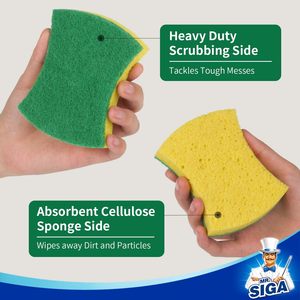 Éponge à récurer en cellulose robuste MR.SIGA, éponge à vaisselle double face, lot de 12 - Product Image 2