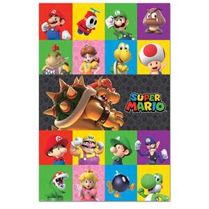Nintendo Super Mario Characters <b>Poster</b> Durable Paper Design for Birthday Wall Decor - Product Image 1