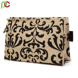 Vente en gros de sacs cosmétiques écologiques avec logo personnalisé pour voyage, fermeture à glissière, toile de coton transparente jute naturelle unie pour femmes - Product Image 4