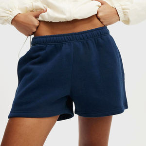 Wholesale 100% Cotton Fleece Eco-Friendly High Waist Drawstring <b>Sweat</b> <b>Shorts</b> Women Vintage Solid Design Custom Logo OEM Service - Product Image 1