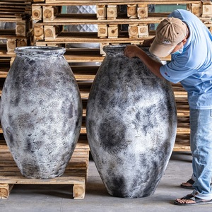 <b>Plastic</b> Flower Pot New 2025 Factory Price Wholesale Rustic Vietnam Style Round Cylindrical Indoor Plants <b>Planter</b> - Product Image 3