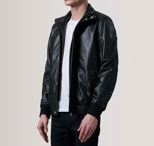 Veste en cuir pour homme, col montant, réversible, respirante, imperméable, coupe-vent, double boutonnage, service OEM, lavée à l'avant - Product Image 3