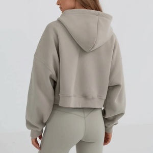 Crop Top con cremallera Sudadera con capucha de alta calidad para mujer Sudaderas con cremallera Streetwear Pullover Crop Top Hoodies - Product Image 3
