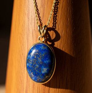 Vente chaude 925 Sterling Silver Dainty Chaîne Bohème Lapis Lazuli Goutte Forme Pendentif 18K Or Guérison Cristal De Mode pour Cadeau - Product Image 4