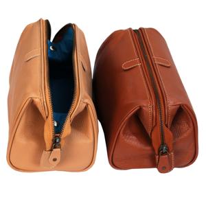 Neceser de cuero genuino con logotipo personalizado, bolsa de cosméticos con cremallera de gran capacidad, promoción al por mayor - Product Image 1