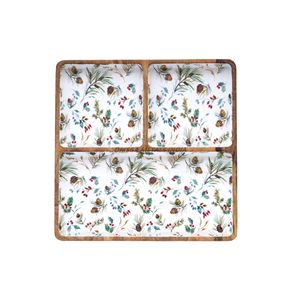 Plateau de service rectangulaire doré chic avec bords incurvés uniques et poignées pratiques, parfait pour présenter des apéritifs avec style - Product Image 6