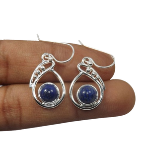 ร้อนแฟชั่นเครื่องประดับLapis Lazuliต่างหูอัญมณี925ต่างหูเงินสเตอร์ลิงสําหรับผู้หญิงสาวห้อยต่างหูเงิน - Product Image 1