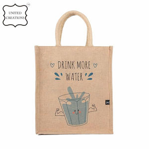 Haute qualité personnalisable Logo Jute sac à provisions écologique réutilisable coton toile fourre-tout à la mode sac d'épicerie lettre cadeau - Product Image 2