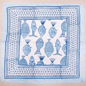 Pañuelo de Algodón Estampado a Mano, Estilo Bohemio Azul, para Hombre y Mujer - Product Image 1