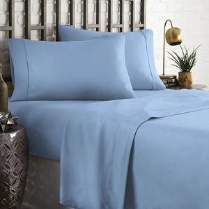 Ensemble de draps de lit en coton 100% OEM, taille Queen, vente en gros directe d'usine, couleur unie, style simple, ensemble de draps de lit 4 pièces - Product Image 3