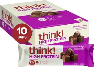 think! <b>Protein</b> Bars, High <b>Protein</b> Snacks, Gluten Free, Kosher Friendly, Chocolate Fudge 2.1 Oz per Bar, 10 Count - Product Image 6