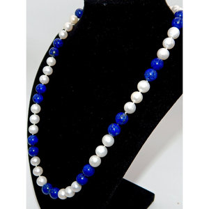Straordinaria Lapis in oro 14K accentato e collana di perle di qualità gemma! - Product Image 6