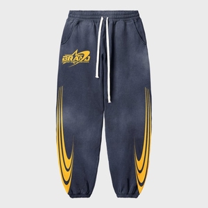 Fabricante personalizado de peso pesado de gran tamaño hombre Sun Faded Vintage Track Sweat Pant ácido lavado para hombre Pantalones de chándal holgados - Product Image 5