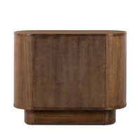 Mesa de Noche Curva Yanos Hecha de Madera de Teca Sólida con 2 Cajones y Acabado en Nogal, Muebles Modernos para Dormitorio de Apartamento