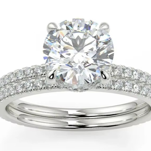 Anillo de compromiso de corte redondo de 1CT, anillo de moissanita, conjunto nupcial clásico, anillo de compromiso de plata esterlina, regalo de joyería personalizado para - Product Image 1