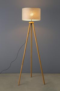 Lámpara de Pie de Madera Rústica de Nogal, Elegante y Clásica para Hogar y Oficina, Color Marrón Clásico, Tela Multicolor, Suministro al por Mayor - Product Image 4