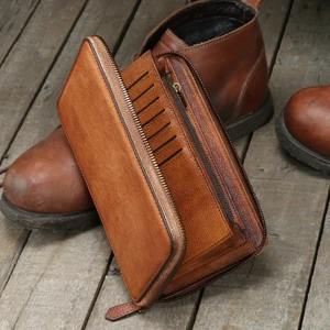 กระเป๋าสตางค์ใบสั้นสำหรับผู้ชายหนังแท้ปักลายนูนน่ารักสำหรับผู้ชายทำด้วยมือ - Product Image 3