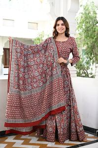 Conjunto de Lehenga Choli con Estampado Tradicional a Mano para Mujer, Top y Dupatta para Bodas y Fiestas, Logotipo Personalizado, Multicolor, Superventas - Product Image 4