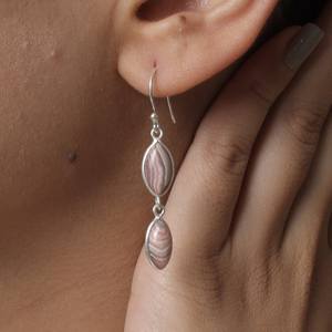 Piedra preciosa de Rodocrosita natural, joyería religiosa de Plata de Ley 925, pendientes de gota chapados en oro, diseño de dos piedras a la moda para - Product Image 2