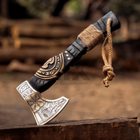 Hache viking rustique de qualité industrielle forgée à la main, manche en bois de frêne, acier à haute teneur en carbone, tête barbue, 12 pouces, garantie de 3 ans, médiévale