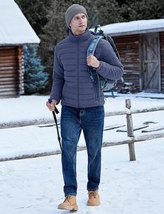 Wholesale <b>Mens</b> Hooded Padded Winter <b>Jacket</b> Windproof Puffer Coat with Zipper and Front Logo - Product Image 4