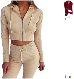 Costume de sport 2 pièces décontracté couleur unie à manches longues pour femmes 2026 - Product Image 2