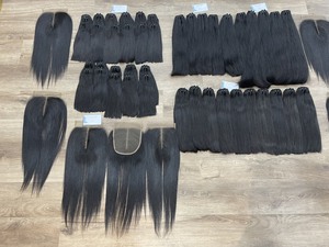Muestra gratis Extensiones de cabello Cutícula alineada Cierre de encaje de cabello humano, sin procesar 100% Cabello humano peruano con cierre de encaje - Product Image 3