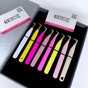 GETUP BROSONS IMPEX Pince à épiler en acier inoxydable à 90 degrés pour cils, avec revêtement en poudre varié, outil de précision, emballage en boîte - Product Image 4