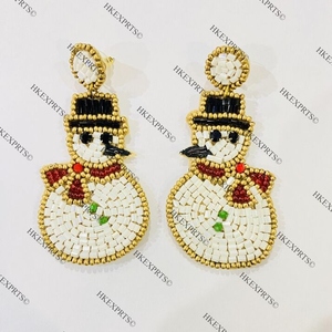 Pendientes de cuentas de Casa de pan de jengibre de Navidad hechos a mano, joyería festiva de vacaciones para mujeres, venta al por mayor a granel - Product Image 4