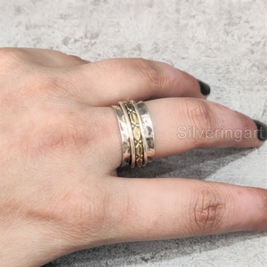 Bague de méditation Spinner Band Bague de pouce pour femme en argent sterling 925 Soulagement de l'esprit Bijoux faits à la main Party Anxiety Mens Spinner Ring - Product Image 3