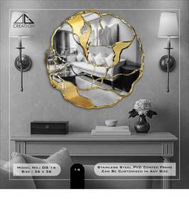 Miroir de salle de bain contemporain avec cadre en acier inoxydable revêtu de PVD, réflexion claire pour les espaces intérieurs modernes, en provenance d'Inde - Product Image 2