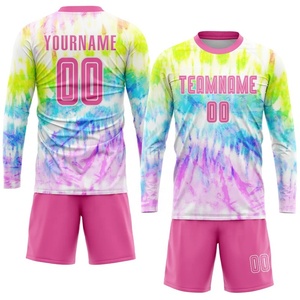 Conjunto de Camiseta de Fútbol Personalizada con Estampado Tie Dye, Sublimada, de Poliéster que Absorbe la Humedad, Manga Corta, Cuello Redondo, Unisex, para Adultos - Product Image 4