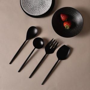 Ensemble de couverts modernes de haute qualité, noir mat, fournitures de Restaurant, ensembles de couverts de 4 pièces, cuillères et fourchettes à Long manche - Product Image 2