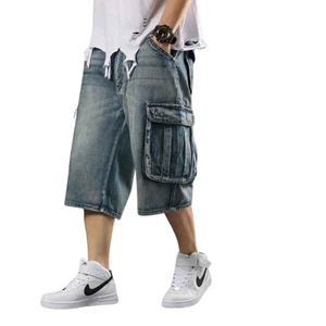 Short en jean personnalisé pour hommes, streetwear d'été décontracté avec look délavé et coupe confortable - Product Image 2
