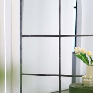 Vintage Black Oversized Window Style Antique Farmhouse <strong>Industrial</strong> <strong>Wall</strong> <strong>Mirror</strong> - Product Image 4
