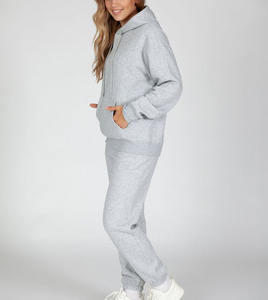 Chándal de mujer en gris clásico Venta al por mayor Fleece Sports Joggers Trajes Logotipo personalizado unisex - Product Image 5