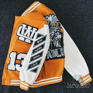 Haute qualité hommes Vintage rue veste Double boutonnage personnalisable coloré Patchwork université conception Chenille broderie - Product Image 2