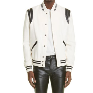 Veste d'hiver en laine pour hommes High Street Baseball College Varsity Design personnalisé Veste légère tissée en cuir brodé en chenille - Product Image 6